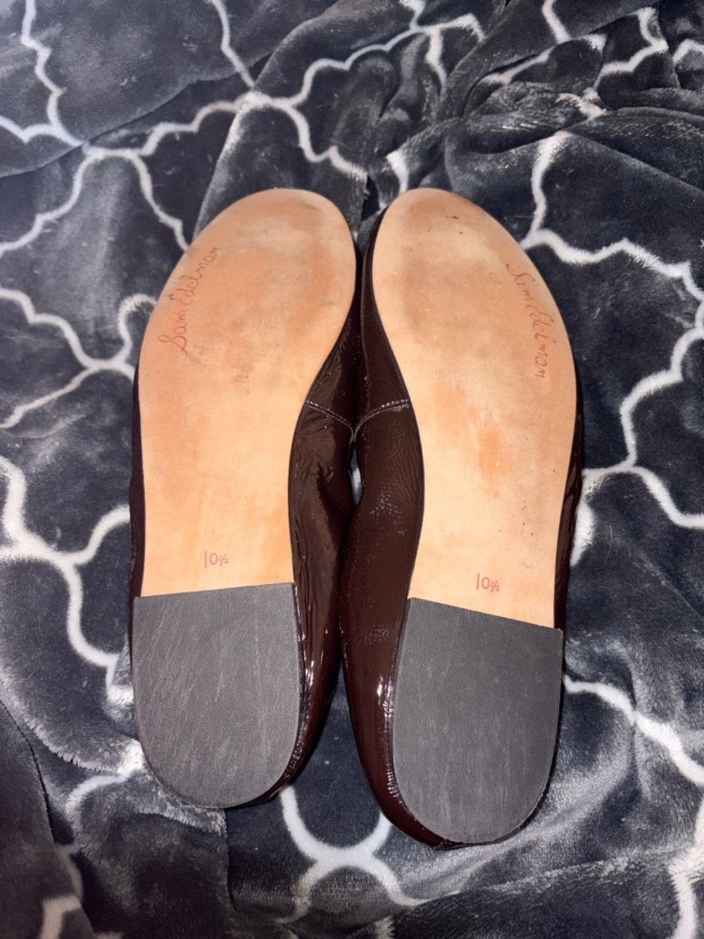 Sam Edelman Dark Brown Patent Ballet Flats with Bow - Picture 3 of 6